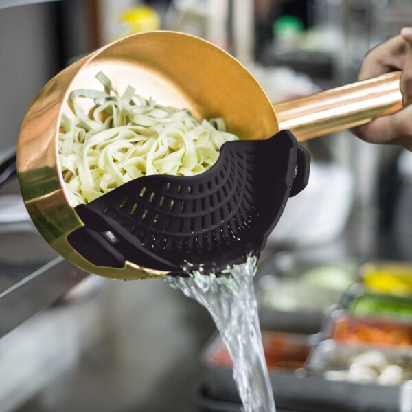 Clip On Strainer Silicone for All Pots and Pans, Pasta Strainer Clip on Food Strainer for Meat Vegetables Fruit Silicone Kitchen Colander Home & Kitchen - Image 5