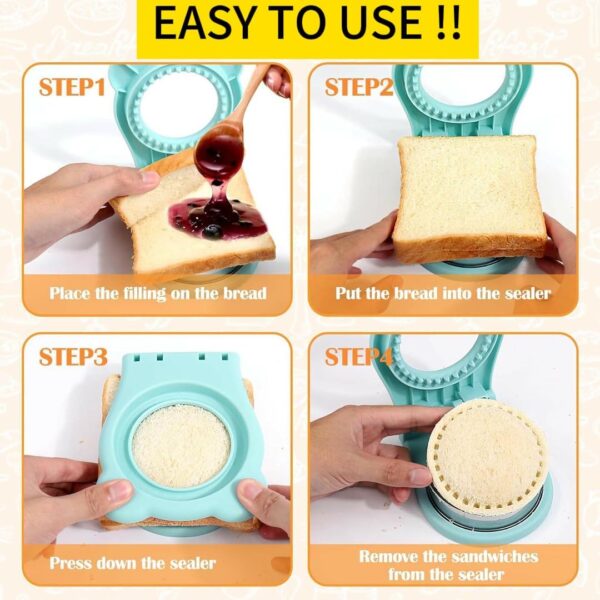 Uncrustable Sandwich Maker,Sandwiches Pocket Circle Shape 3.7Inch Sandwich Cutter and Sealer,Sandwich Cutter for Kids Breakfast and lunchboxes (Light Blue) Home & Kitchen - Image 6