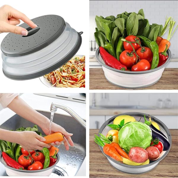 Microwave Splatter Cover Vented for Food, Splatter Guard & Colander Kitchen Gadget for Fruit Vegetables Microwave Plate Cover with Hook Hole,Dishwasher-Safe,BPA-Free Silicone & Plastic (1 Pack) Home & Kitchen - Image 2